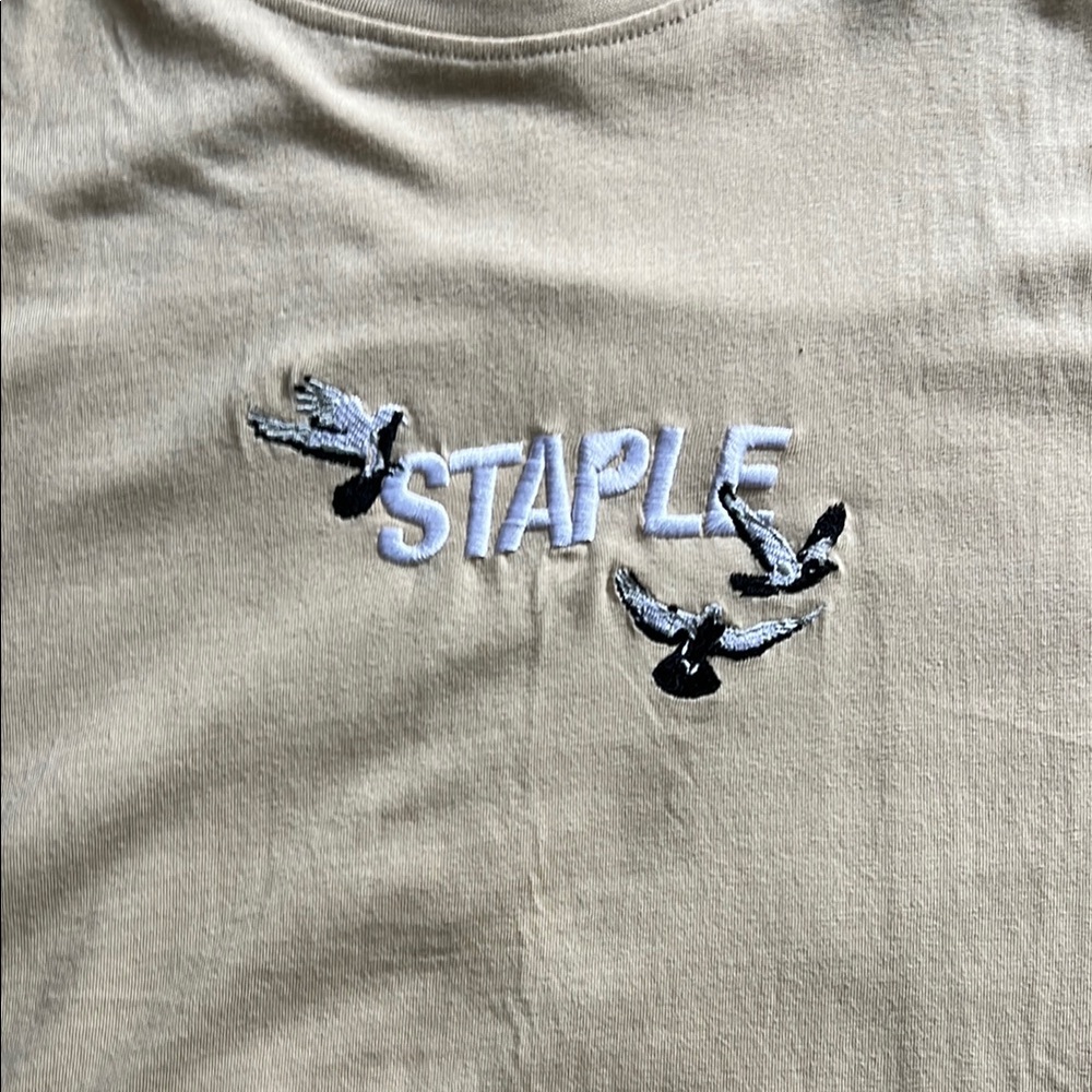 Staple Tan T-Shirt with Bird Embroidery never worn